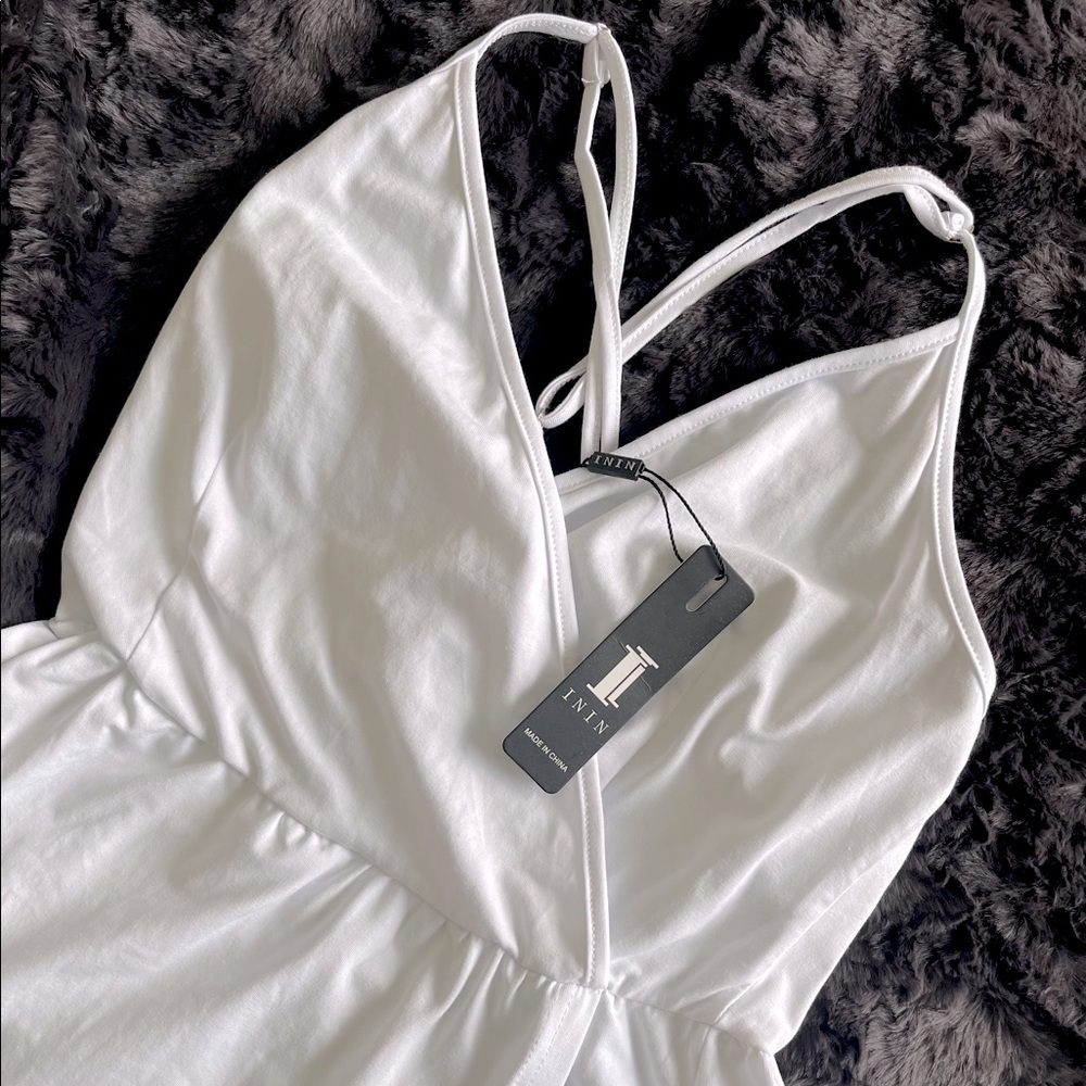 ININ White Maxi Wrap Dress, size medium
